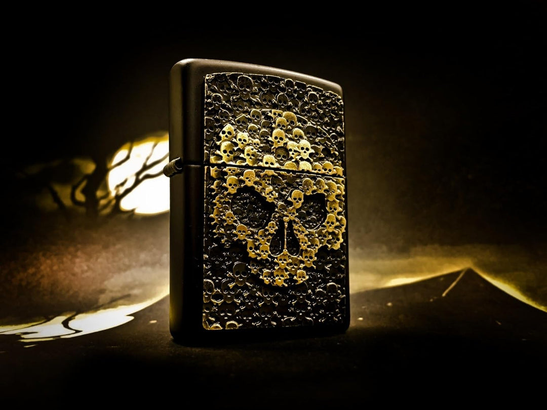 Zippo 2005334 Skull-Black Matte-Spring 2017 Feuerzeug, Chrom, Silber, 5.8 x 3.8 x 2 cm