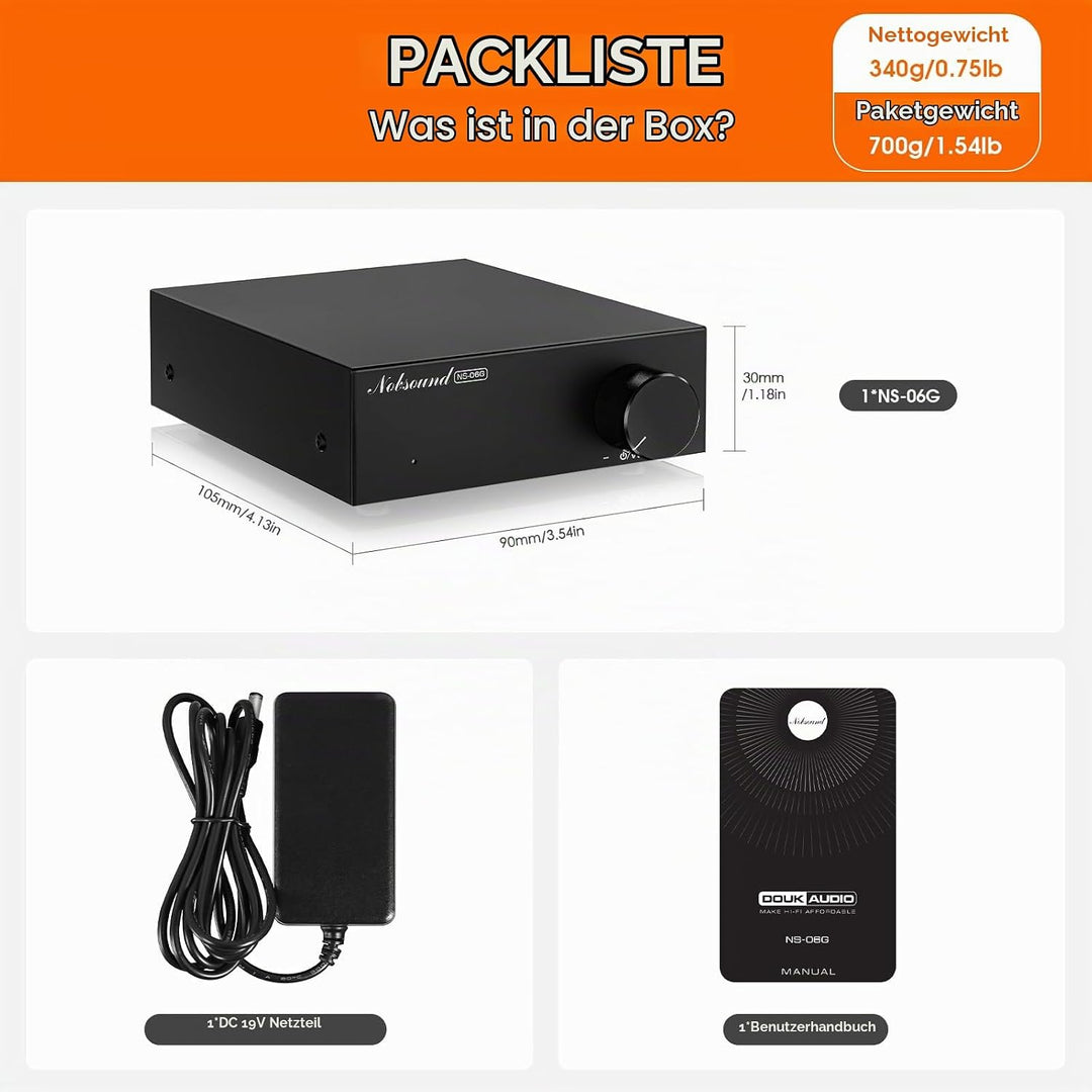 Nobsound 2-Kanal Mini Stereo Verstärker: 60Wx2 HiFi Klasse D Amplifier mit TPA3116 und 19V Netzteil