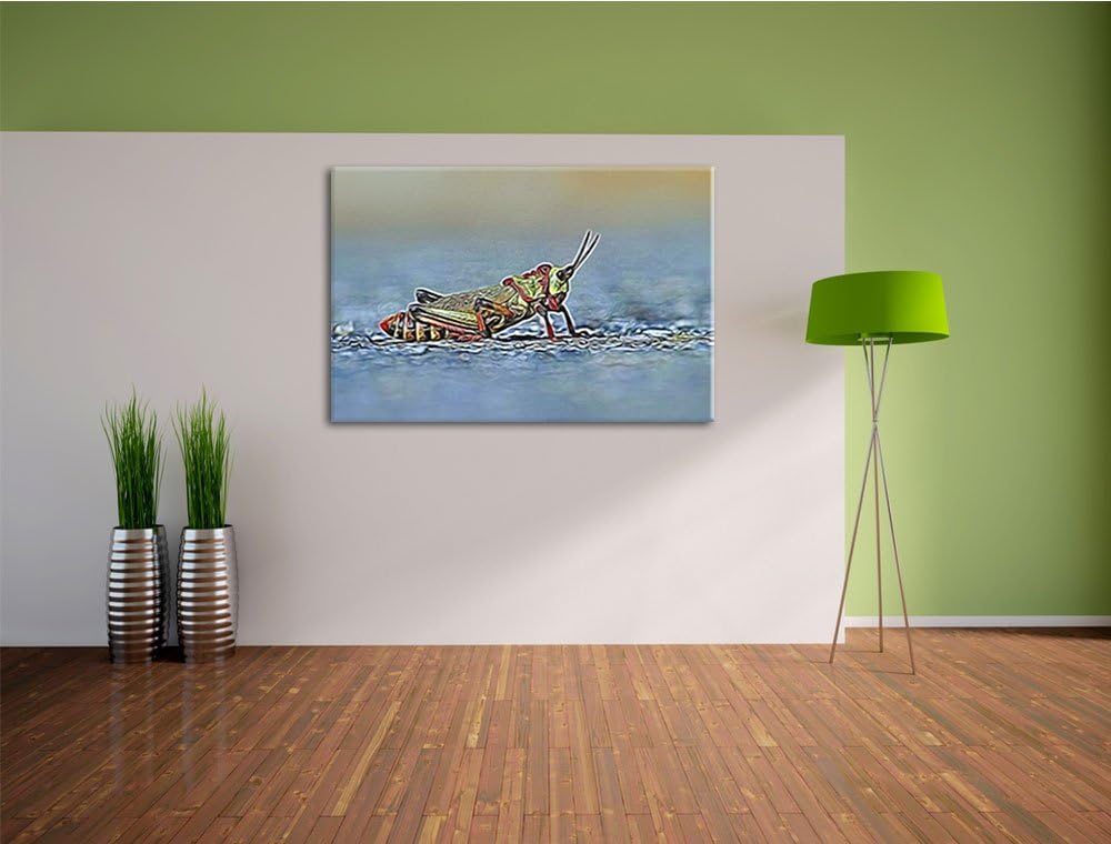 aussergewöhnliche Heuschrecke Deluxe Format: 100x70 cm auf Leinwand, XXL riesige Bilder fertig gerah