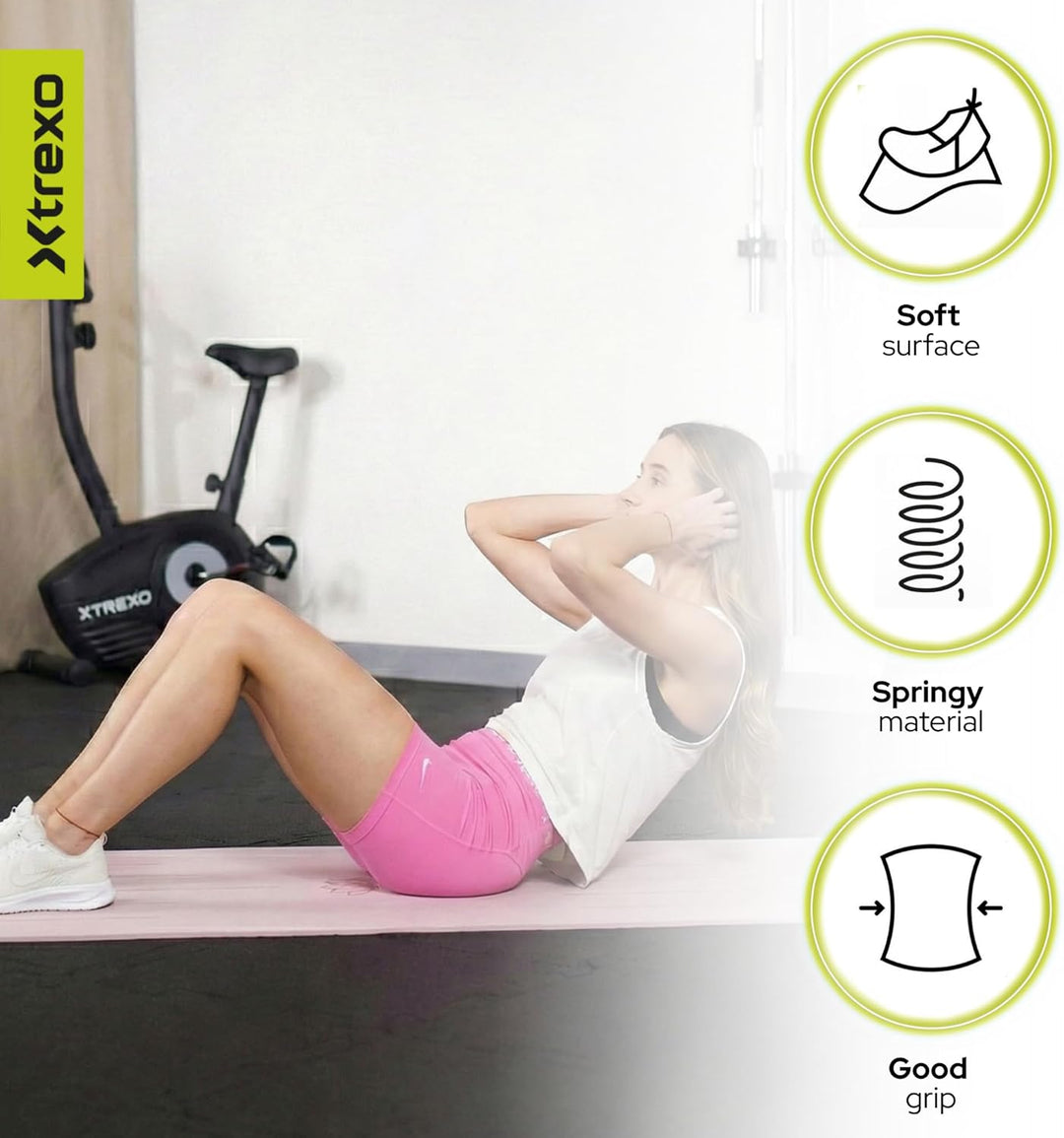 TREXO 6 mm dicke Gymnastikmatte, Masse 183x61 cm Fitnessmatte mit rutschfester Oberfläche Aus TPE he