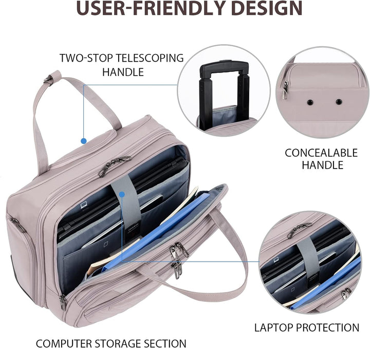 VANKEAN Rollende Laptoptasche Frauen mit Rädern, passend für bis zu 15,6 Zoll Rollende Aktentasche W