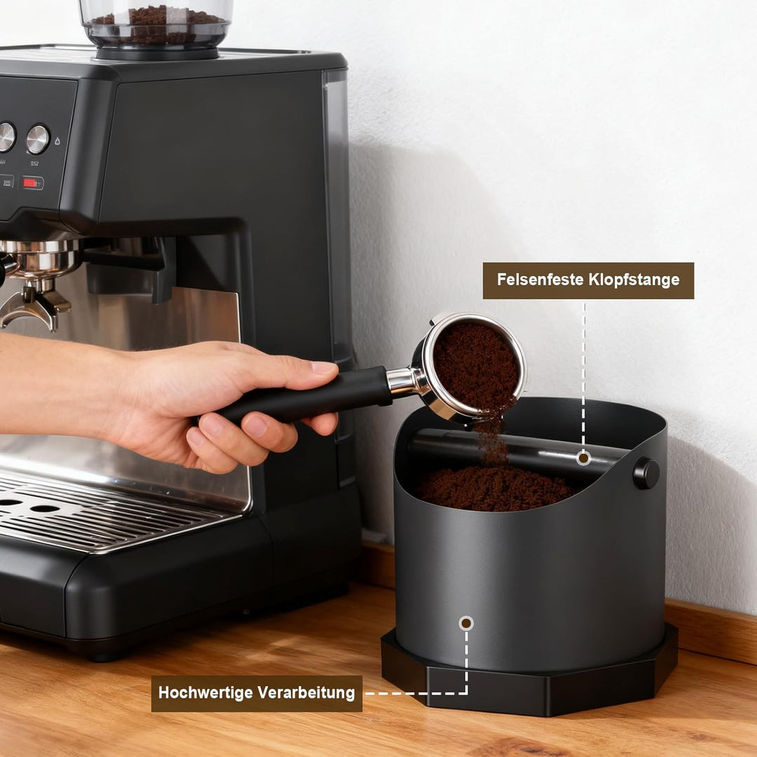 Abklopfbehälter für Siebträger, Edelstahl Kaffeesatz Zbschlagbehälter, Abklopfbehälter mit verbesser