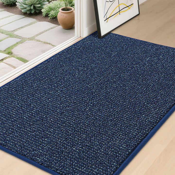 BEQHAUSE Fussmatte Innen, rutschfest und Waschbar, 80 x 120 cm, Blau | Schmutzfangmatte für Front Hi