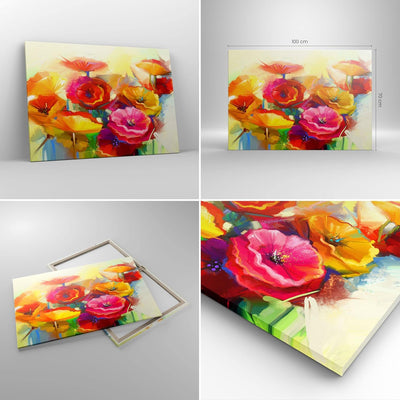 Bilder auf Leinwand 100x70cm Leinwandbild Blumen Frühling Flora Garten Gross Wanddeko Bild Schlafzim