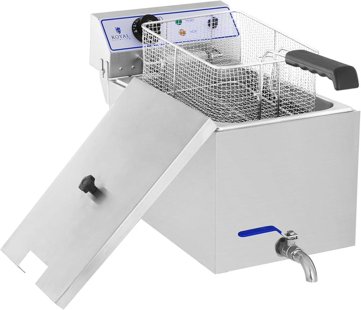 Royal Catering Elektro-Fritteuse Edelstahl (Kapazität 17 L, 3.000 W, Thermostat, Temperaturbereich 6
