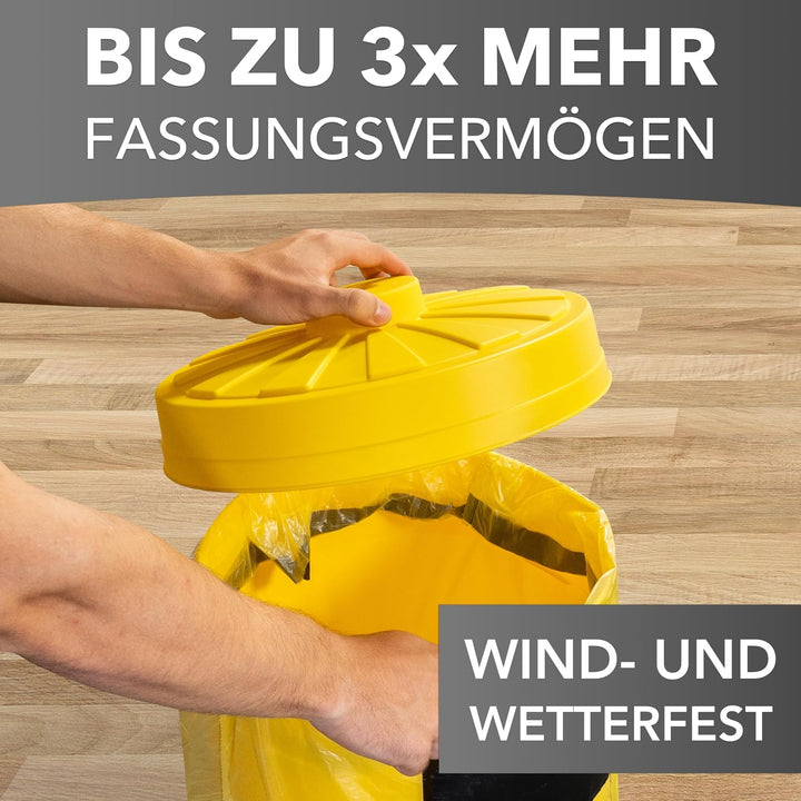 clevere Einfüllhilfe für Gelbe Säcke - Sacktonne gelb mit Deckel - Gelbe Säcke Werden Stabiler - Stä
