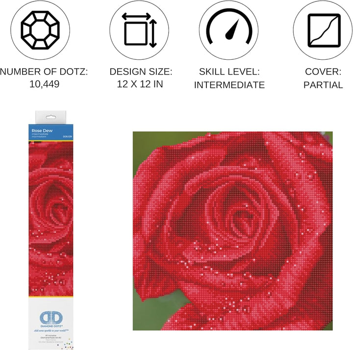 DIAMOND DOTZ DD5.039 - Original 5D Diamond Painting Set Rose, Kreativset mit 10.449 Diamant Mosaikst