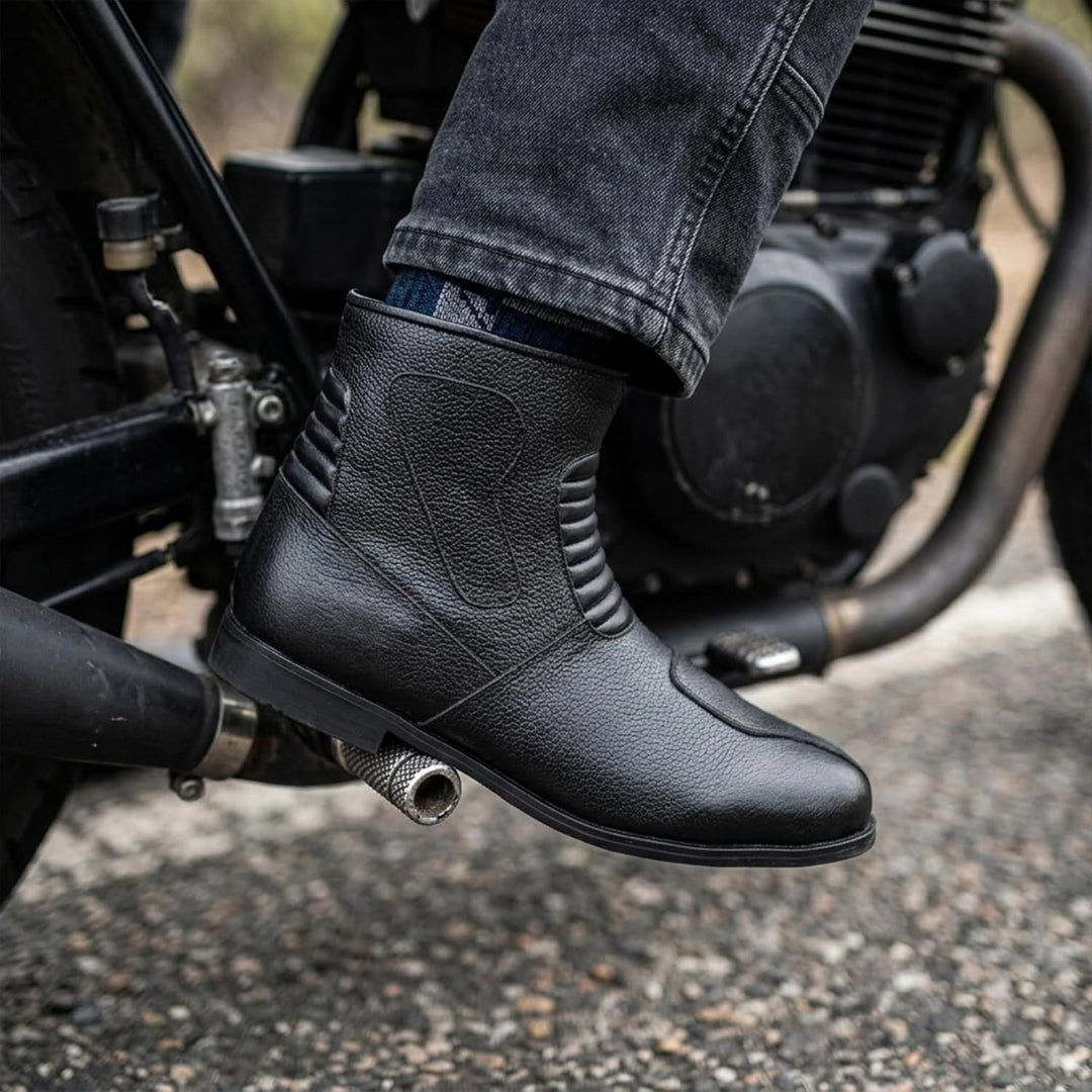German Wear Motorradstiefel Herren Motorrad Biker Stiefel Motorradschuhe aus Glattleder - Freizeit &