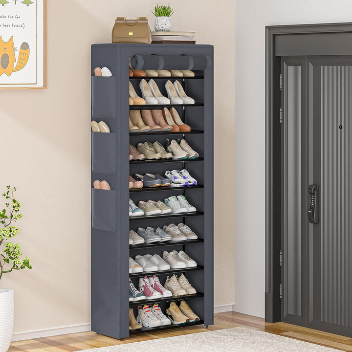 OYREL Schuhregal 11 Ebenen, Schuhschrank Hoch mit Staubdichtem Überzug, Grosse Schuhaufbewahrung für