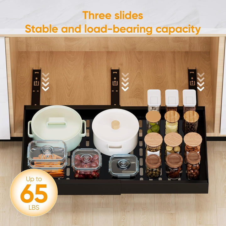 2 Pack erweiterbar Pull Out Cabinet Organizer Adhesive, Peel und Stick Slide Out Schubladen für Küch