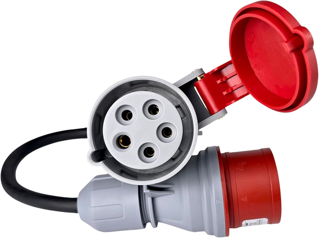RoadEu - CEE Adapter 32A auf 32A mit Phasenwender - Starkstrom Adapter 32A Stecker auf 32A Kupplung