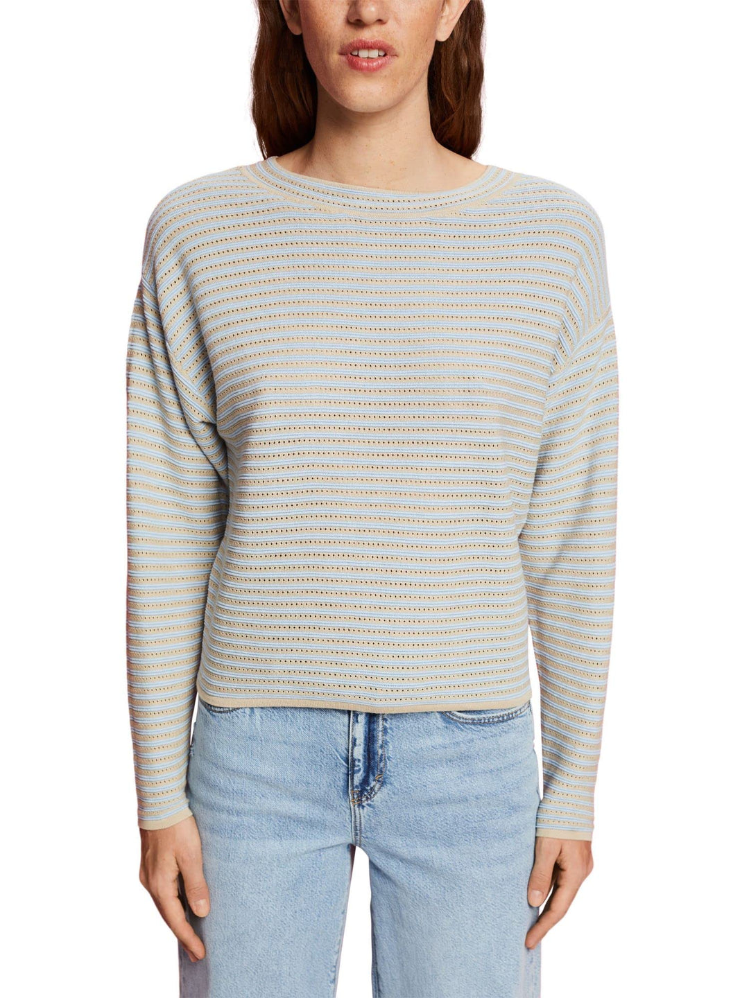ESPRIT Streifenpullover im Strickmix L New Pastel Blue, L New Pastel Blue
