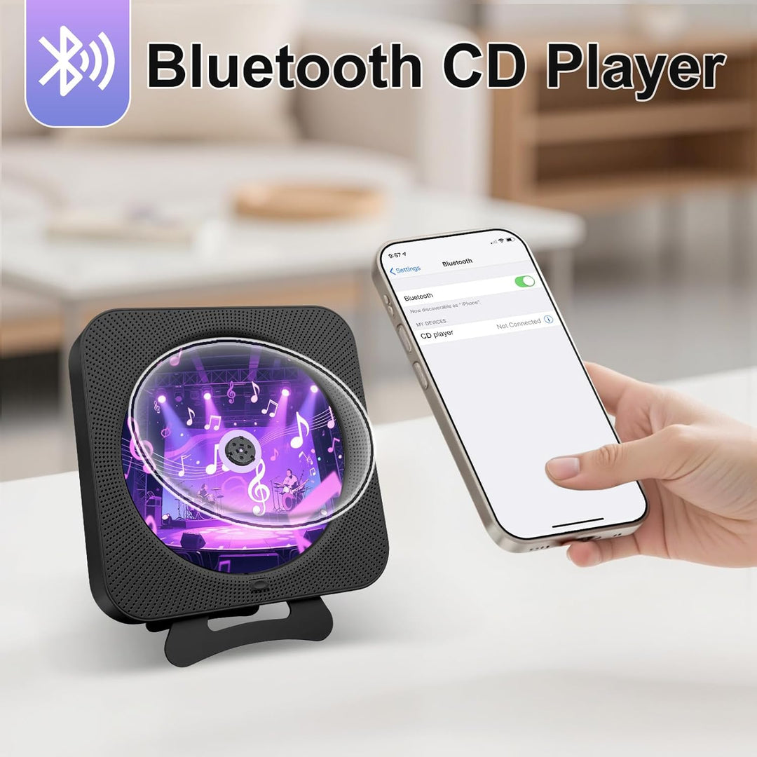 Canareen CD Player Boombox - Upgrade Bluetooth Lautsprecher mit Staubschutzhülle & LED Bildschirm |