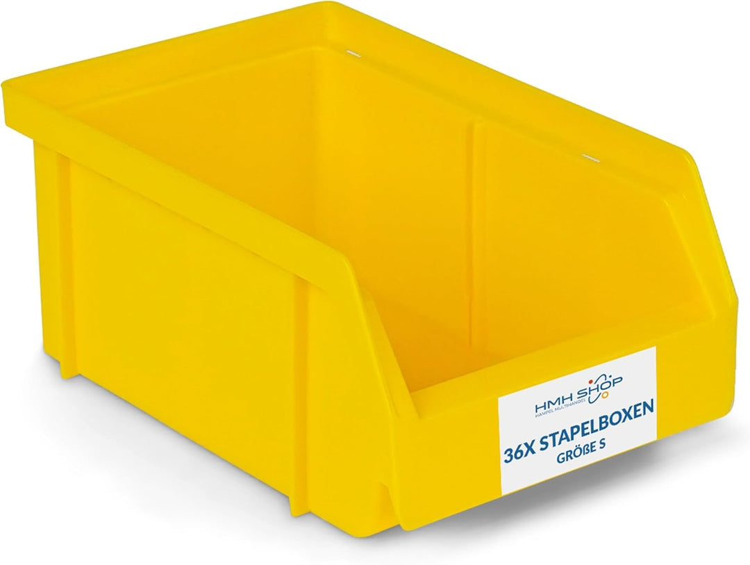 HMH 36x Stapelboxen Grösse S Werkstatt Garage Keller Sichtlagerboxen 161x105x75mm Lagerboxen GELB Si