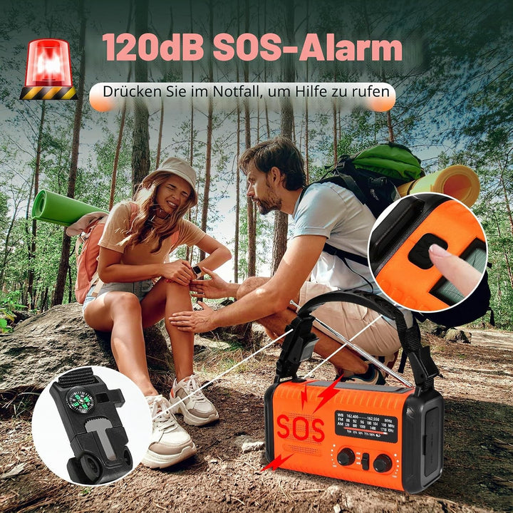 Notfall-Solar-Kurbelradio mit 20.000 mAh, AM/FM NOAA tragbares Wetterradio mit USB-Aufladung, Handy-