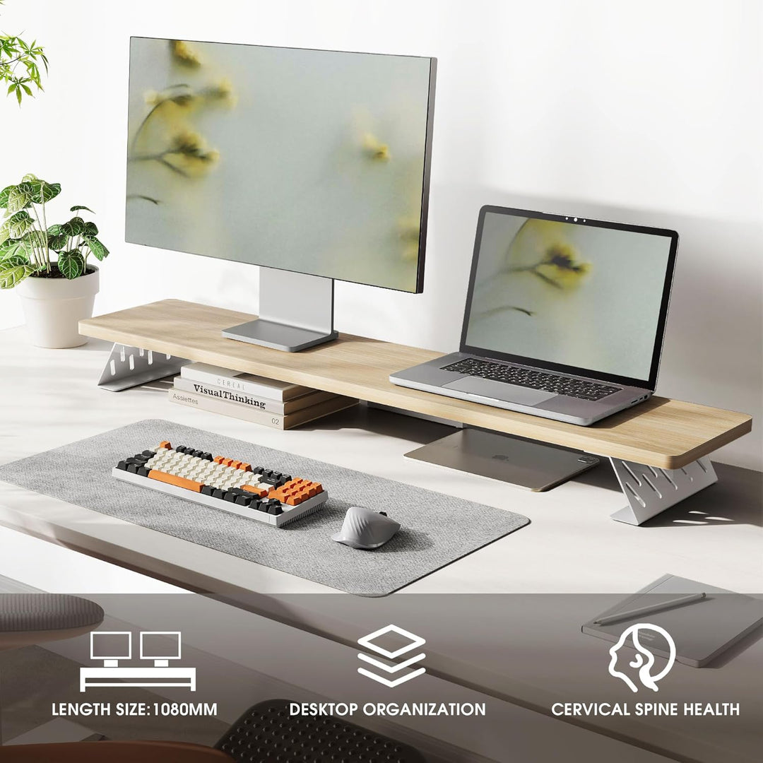 Fenge Dual Monitorständer mit Modernen Metallfüssen Multifunktionaler Bildschirmständer für Computer
