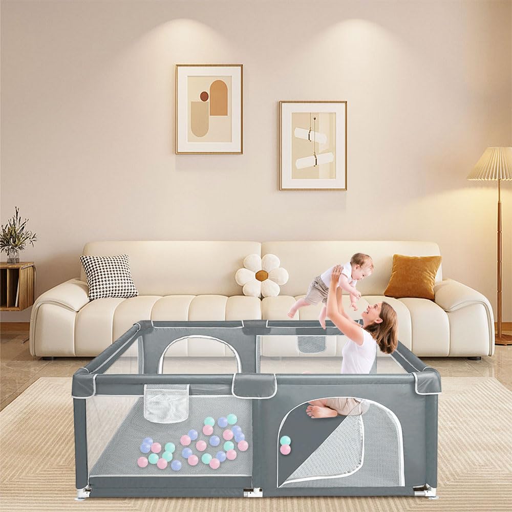 Modularer Laufstall, 120 cm x 160 cm x 66 cm, faltbar, Oxford-Stoff, mit Aufbewahrungstasche, sicher