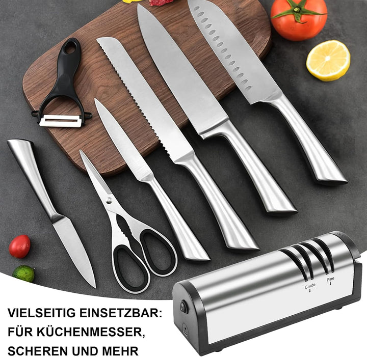 Messerschärfer Elektrisch aus Edelstahl, Elektrischer Messerschärfer Profi, Ergonomisch Messer Schär