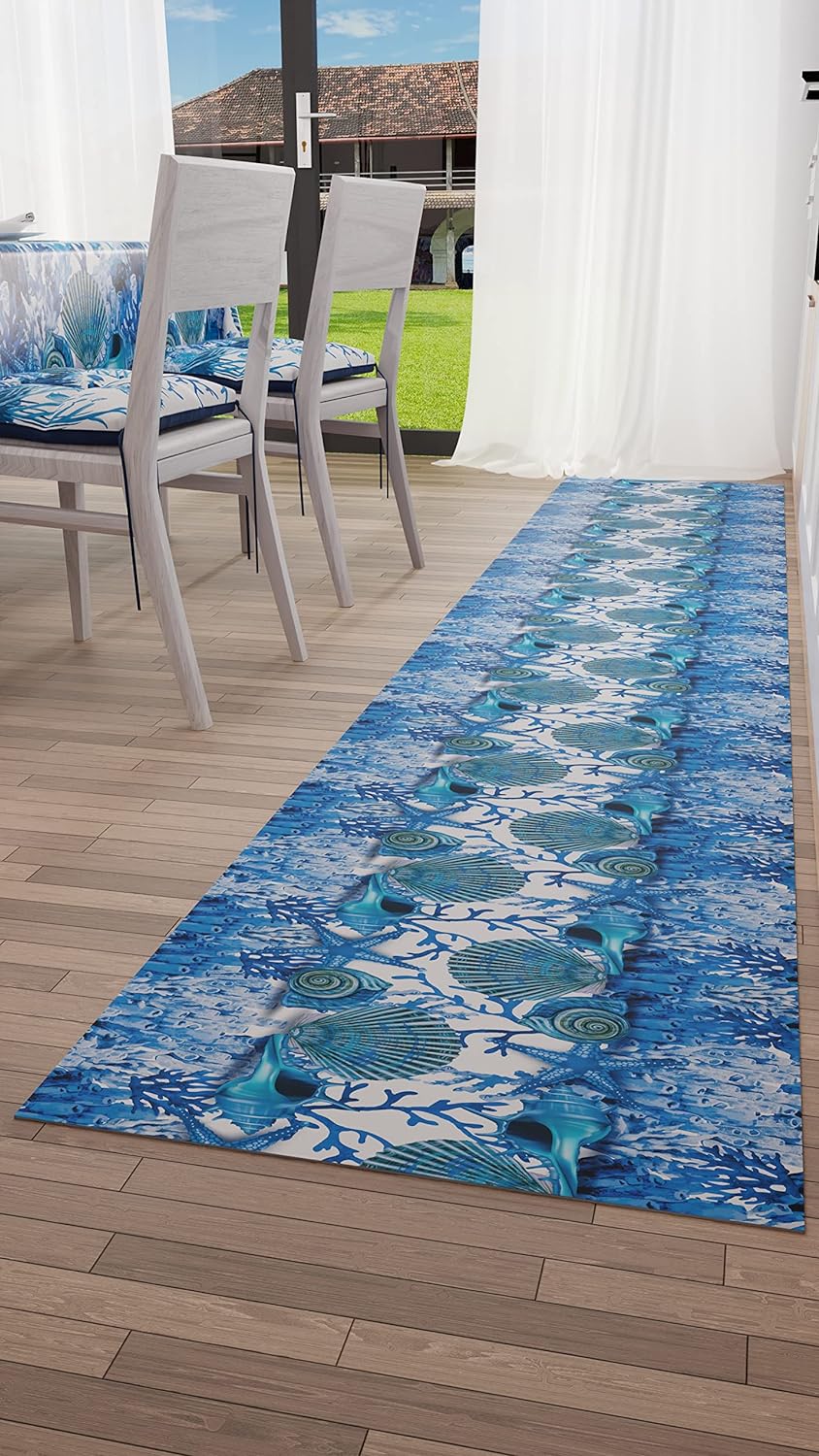 PETTI Artigiani Italiani Teppich für Küche 52x280 cm Corallo Blu, 52x280 cm Corallo Blu