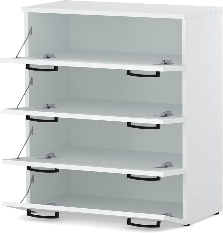MRBLS_HOME Schuhschrank 71,2 x 82,9 x 35 cm (B/H/T) – Schmale Kommode mit 4 Klappen - Aufbewahrungsk