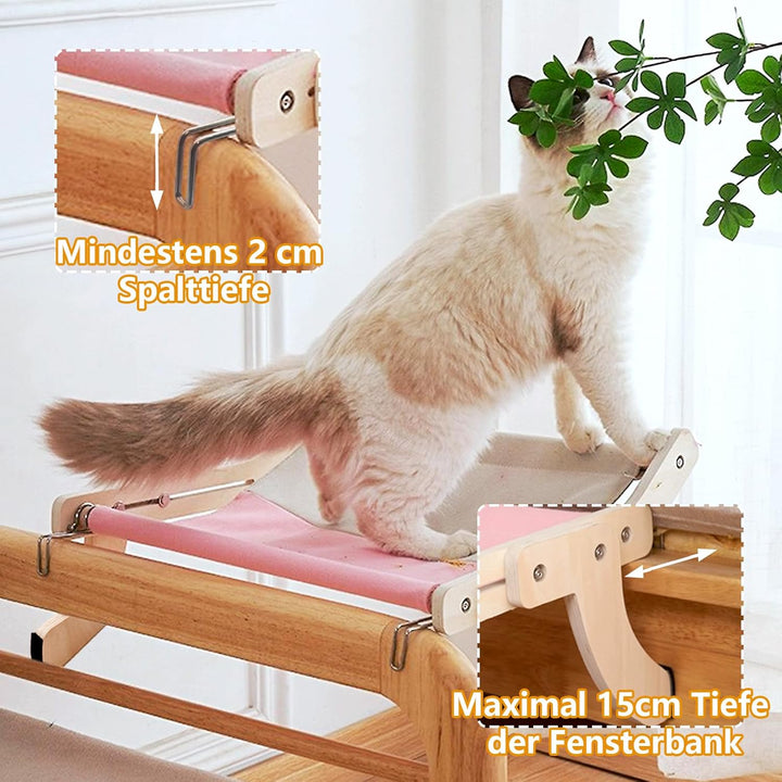 TOTHDATE Cat Window Perch Cat Window Hammock with Natural Wooden cat Window Perch Frame, Pink Rosa,