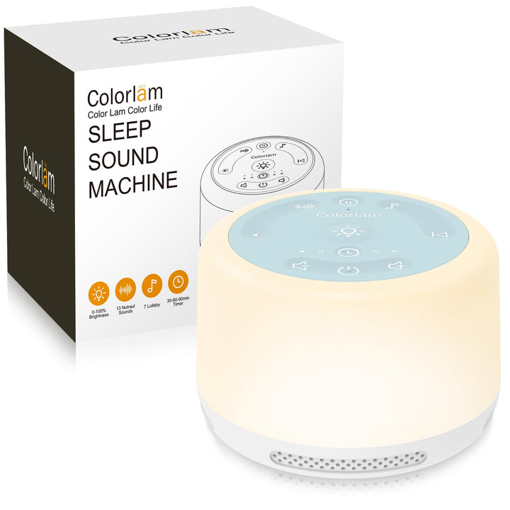 White Noise Machine Baby Einschlafhilfe und Spieluhr mit 20 Klängen, drahtlose Verbindung, Weisses R