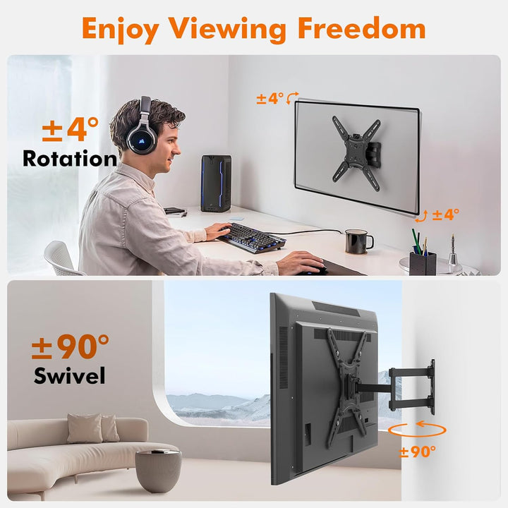 GRIFEMA GB1010 TV Wandhalterung – Schwenkbare Neigbare TV Halterung für 26–65 Zoll Flach & Curved Fe