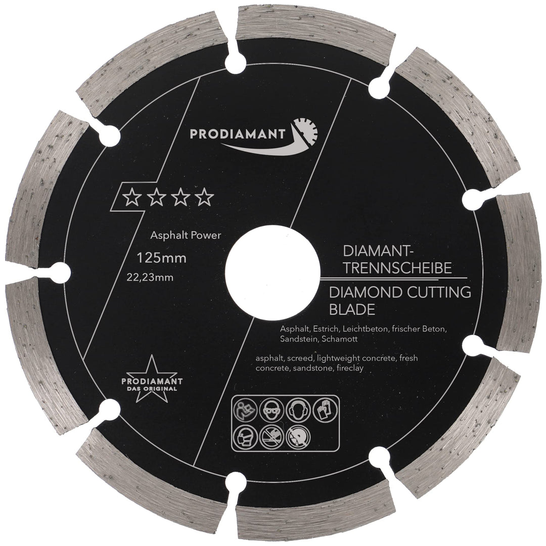 PRODIAMANT Diamantscheibe 125 mm x 22,2 mm Abrasiv für Strassen, Asphalt, Estrich, Leichtbeton, fris