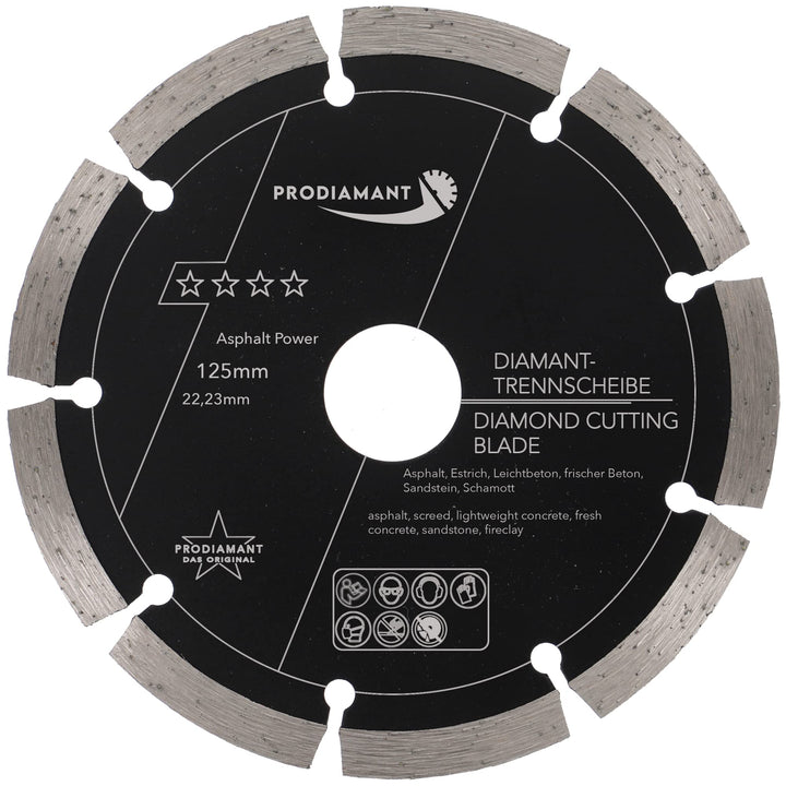 PRODIAMANT Diamantscheibe 125 mm x 22,2 mm Abrasiv für Strassen, Asphalt, Estrich, Leichtbeton, fris
