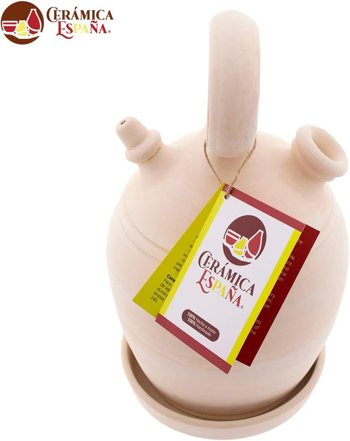 CERÁMICA ESPAÑA | Tonkrug aus traditionellem spanischen Ton | Tonkrug mit rundem Griff | 100% Handar