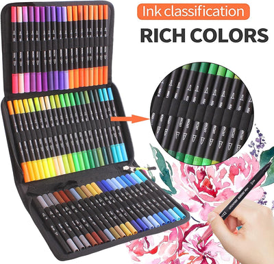 Laconile 72 Filzstifte Set für Malbücher für Erwachsene, Dual Brush Pens Färbemarker für Kinder Kall