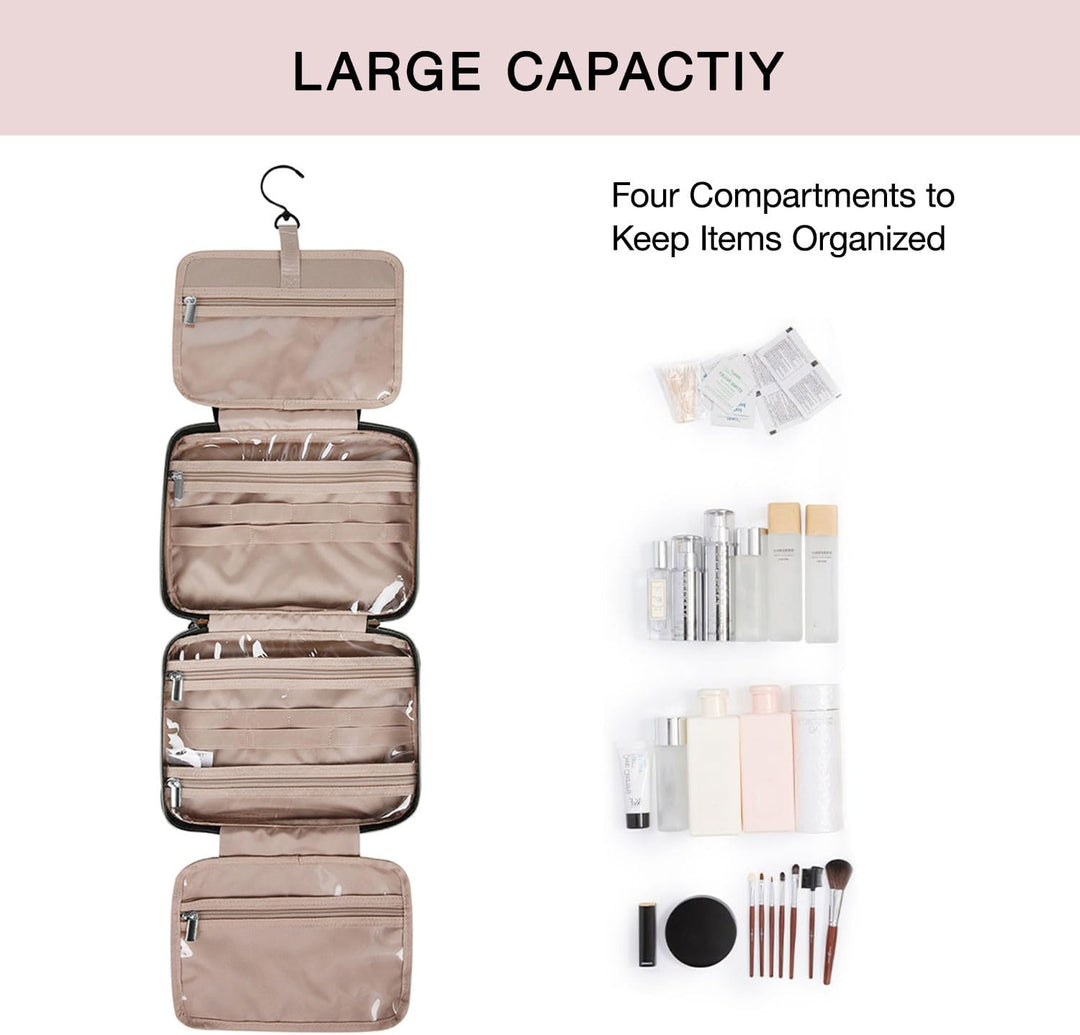 BAGSMART Kulturtasche Reise zum Aufhängen Kulturbeutel Damen für Makeup, Toilettenartikel (Schwarz-G