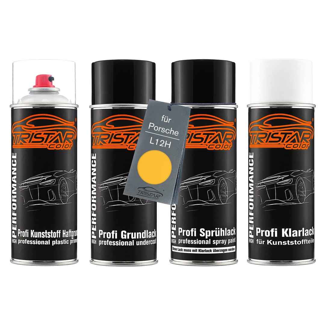 TRISTARcolor Autolack Spraydosen Set für Kunststoff Stossstange für Porsche L12H Speedgelb/Speed Yel