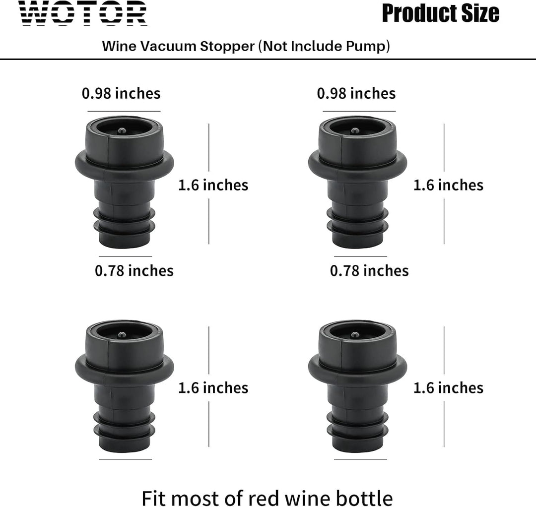 WOTOR Weinpumpe Vakuum Stopper, Weinflaschenverschluss, Hält Wein Frisch, 24 Stoppers, Schwarz, 24 S