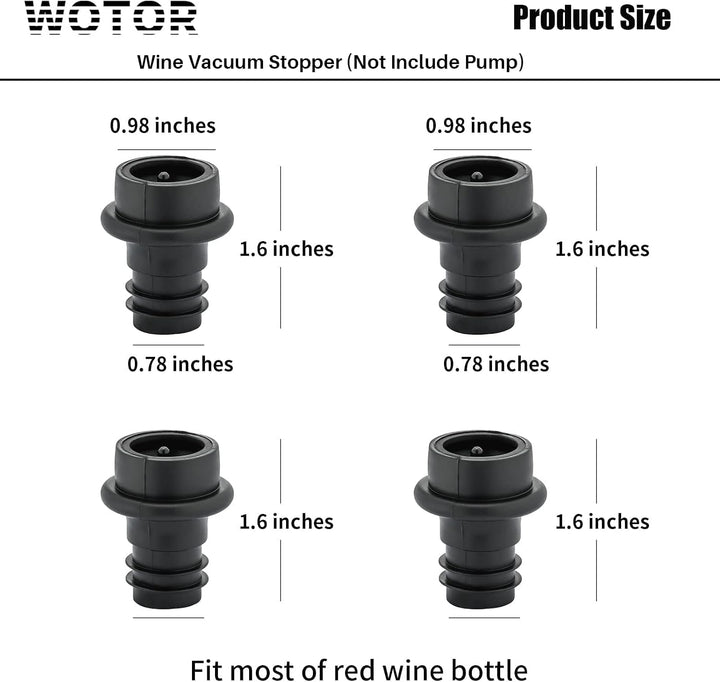 WOTOR Weinpumpe Vakuum Stopper, Weinflaschenverschluss, Hält Wein Frisch, 24 Stoppers, Schwarz, 24 S
