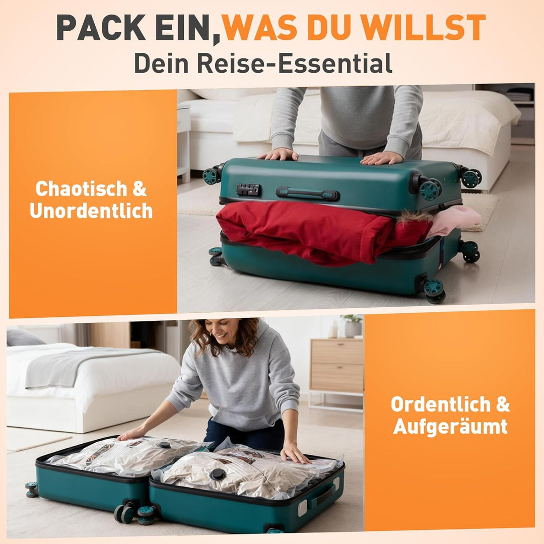 Vakuumbeutel für Kleidung mit Kabellose Vakuumpumpe, 12 Stück wiederverwendbare Vakuumbeutel für Kle
