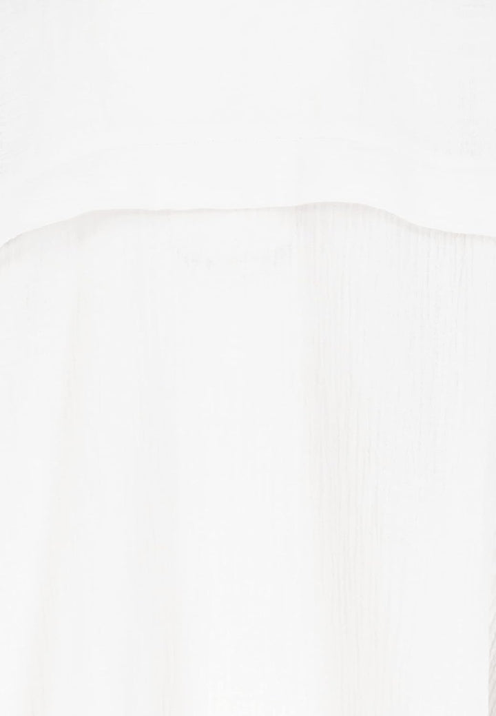 Sublevel Damen Musselin Bluse Muslin Long-Bluse Langarm Oversize Baumwolle M-L Weiss, M-L Weiss