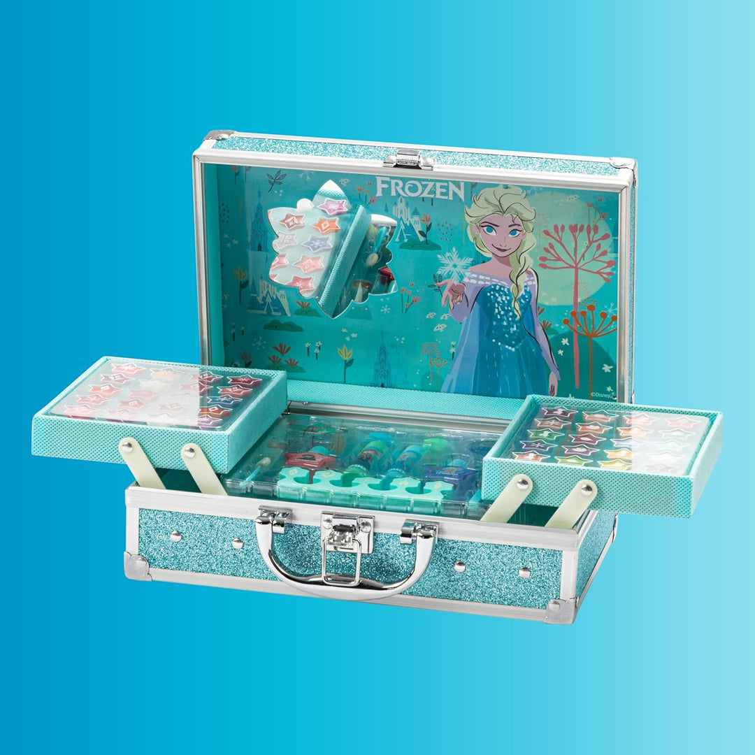 Lip Smacker Frozen Traincase, Frozen Schminkkoffer für Kinder, 40+ Make-up Produkte für Gesicht, Lip