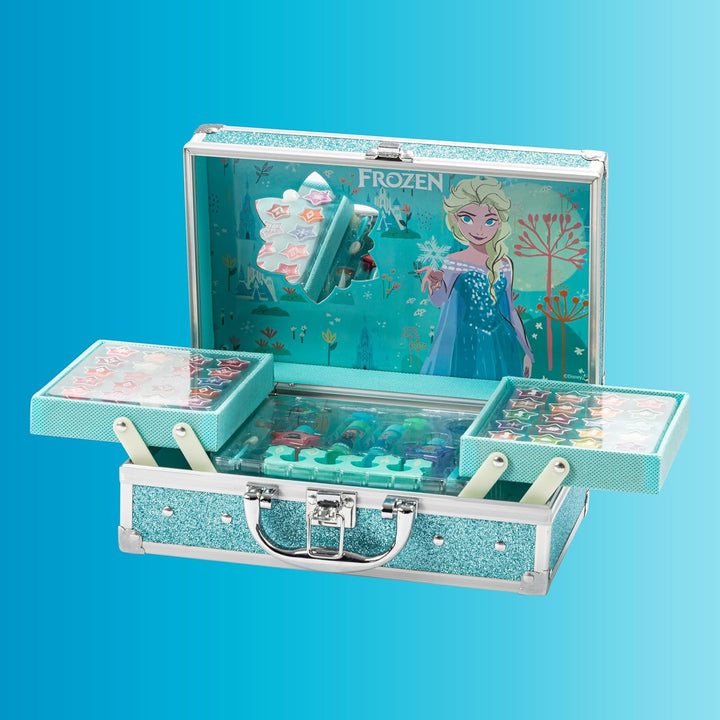 Lip Smacker Frozen Traincase, Frozen Schminkkoffer für Kinder, 40+ Make-up Produkte für Gesicht, Lip