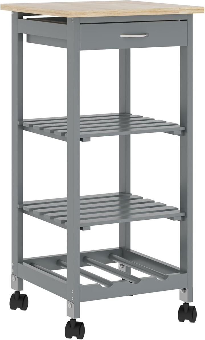[en.casa] Servierwagen Biel Dunkelgrau/Holzfarben 76 x 37 x 37 cm Küchenwagen Aufbewahrungsregal mit