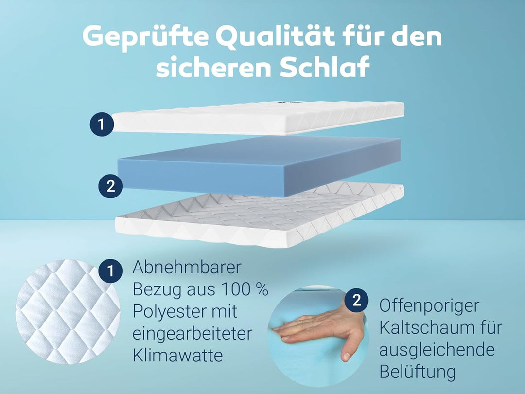 Betten-ABC OrthoMatra Bambini Babymatratze, Bezug waschbar, Gesamthöhe ca.12 cm, mit Klimawatte Grös