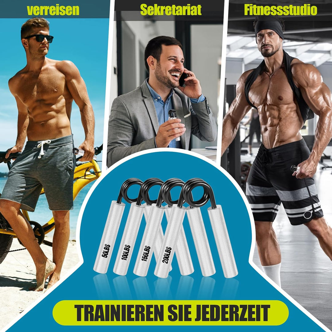 4er Pack Handtrainer Fingertrainer, Aluminium Unterarmtrainer, Grip Griffkraft Trainer, Handmuskeltr