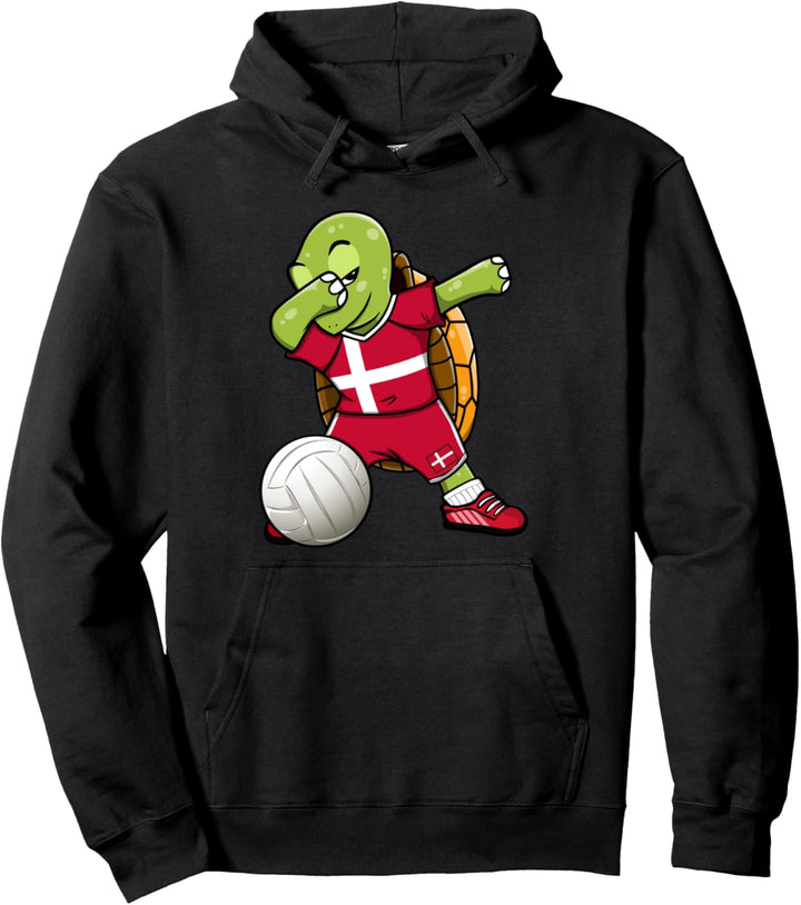 Dabbing Turtle Dänemark Volleyball Fans Trikot Dänische Flagge Pullover Hoodie