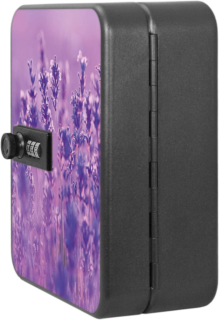 banjado® Burg-Wächter® abschliessbarer Schlüsselkasten mit Motiv Lavendelmeer für 20 Schlüssel - Sch