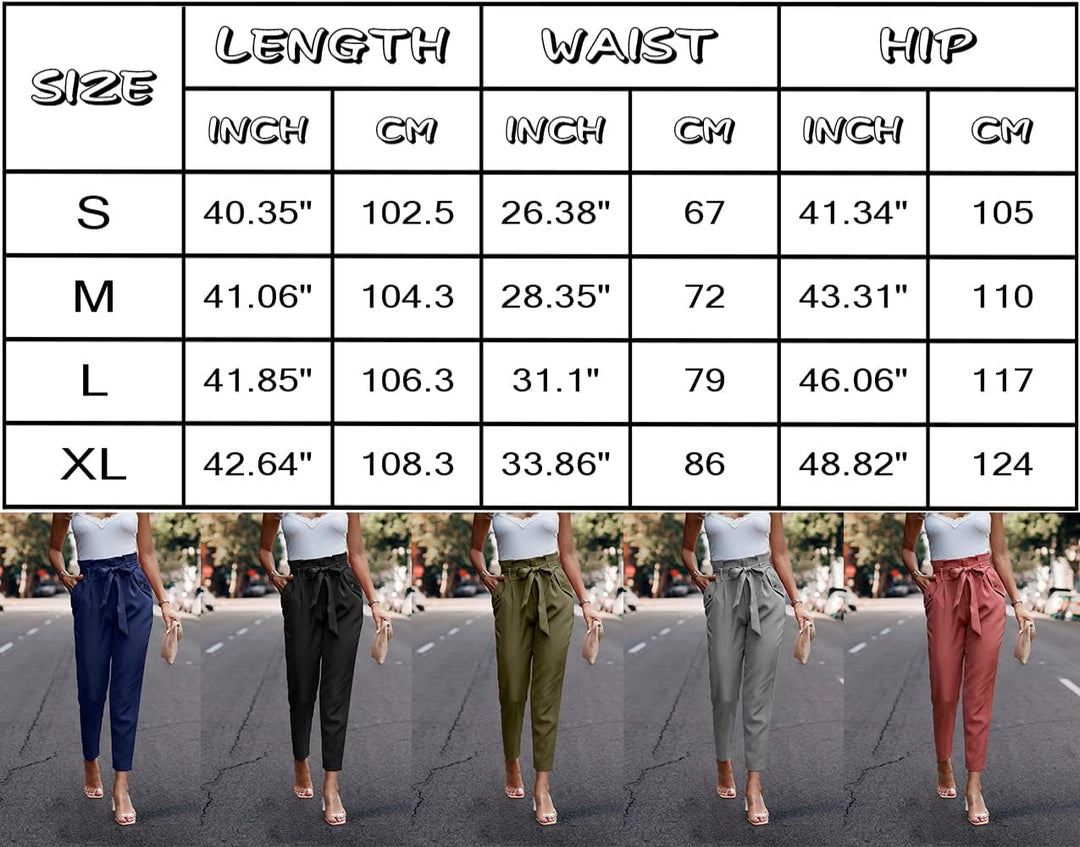 ONAYEYO Damen Casual High Waist Hose Einfarbig Elegant Lang Hosen Elastische Taille Carpi Hose mit B