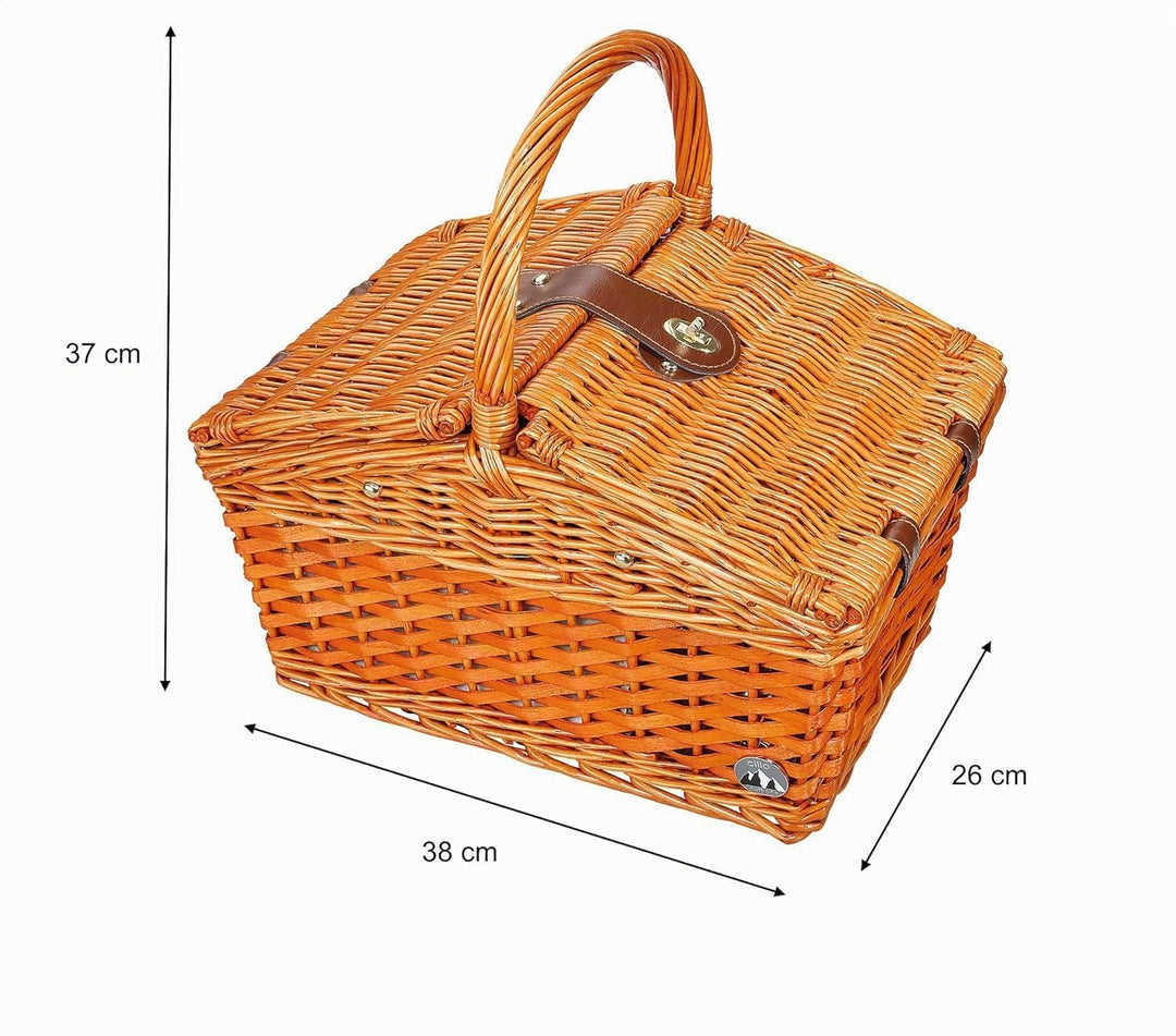 Cilio 156812 Salerno Picknickkorb, Weide, Rotbraun 38x26x37 cm