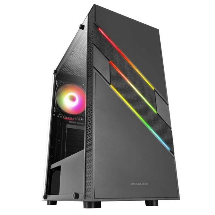 Mars Gaming MC-U3 Schwarz, PC ATX XL Gehäuse, Front Triple ARGB, 12cm Lüfter, Gehärtetes Glasfenster