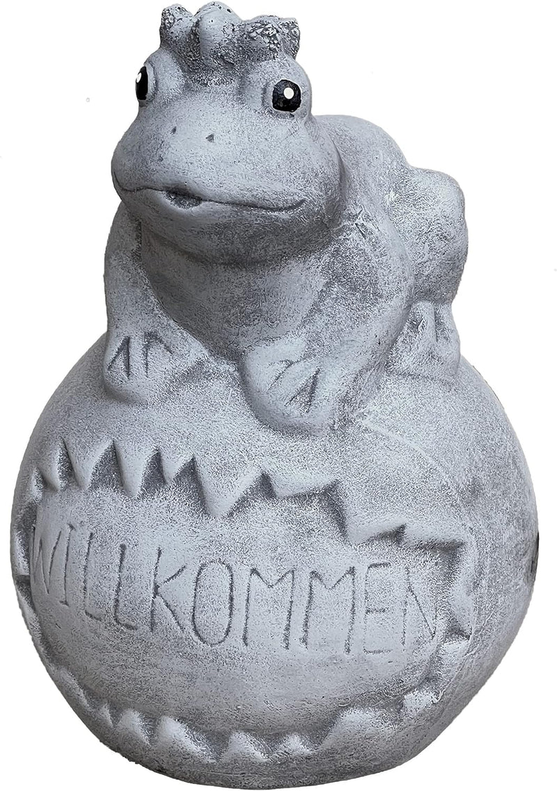 stoneandstyle Steinfigur Frosch auf Kugel Willkommen frostfest Steinguss