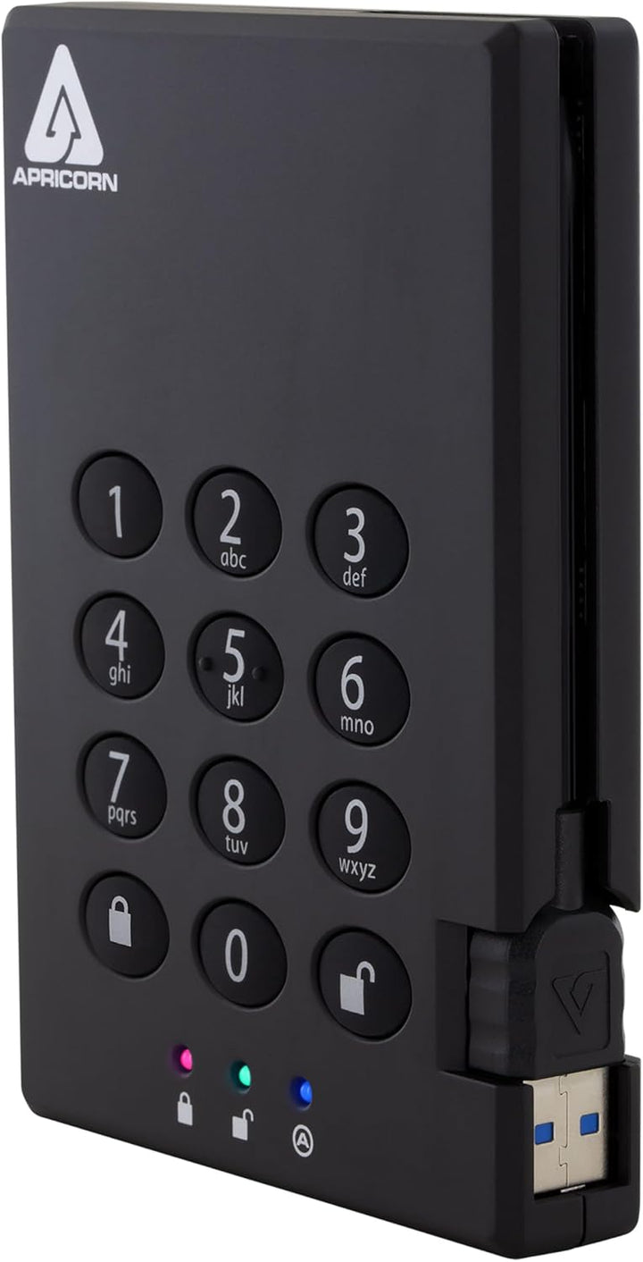 Apricorn 1 TB Aegis Schloss mit Zahlenkombination zum Verschlüsseln Einer USB 3.0 256-Bit AES XTS tr