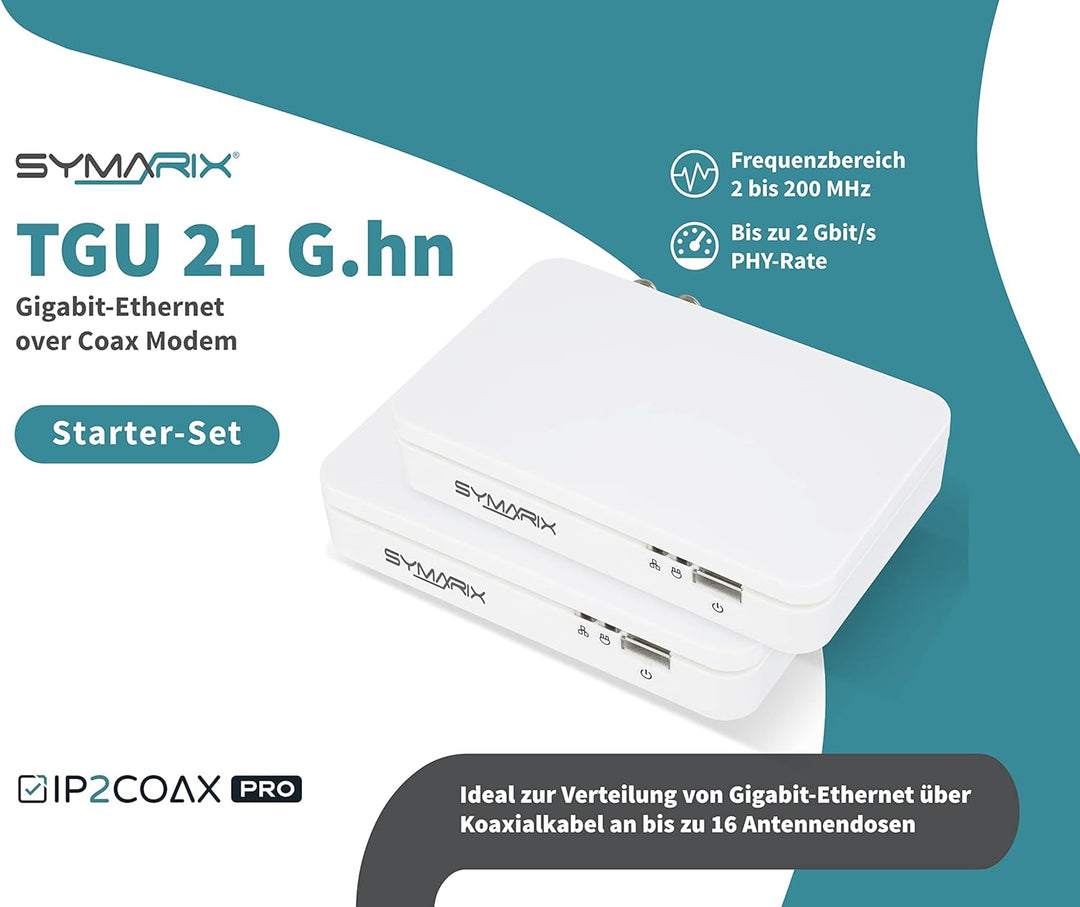 SYMARIX TGU 21 G.hn Wave-2-Technologie Ethernet Over Coax Modem (EoC) Gigabit-Ethernet über Koaxialk